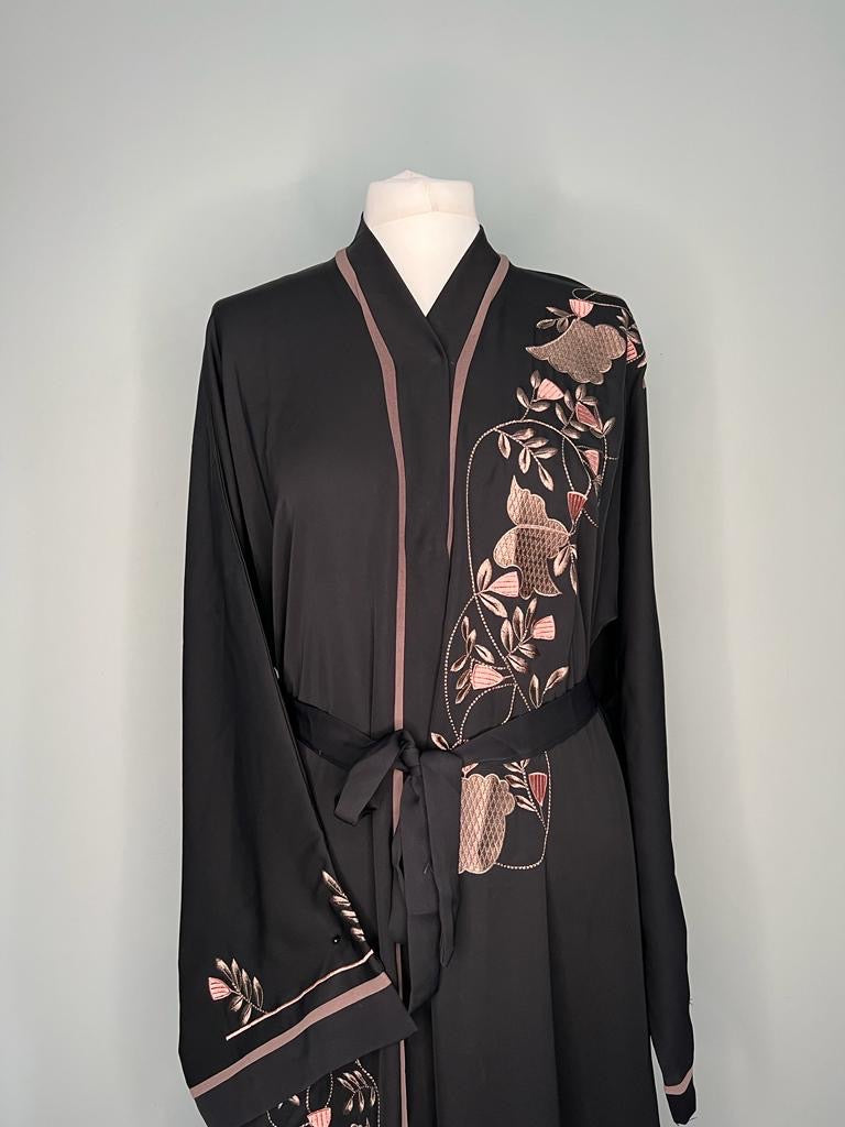 BLACK FLORAL EMBROIDERED ABAYA