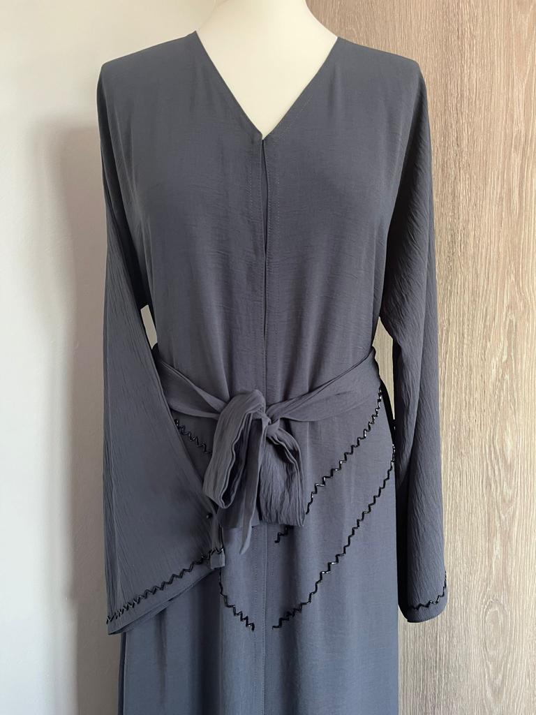 DARK GREY CREPE ABAYA