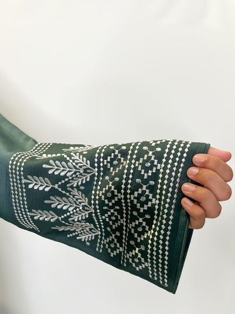 JADE GREEN EMBROIDERED ABAYA