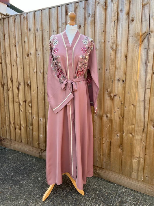 DUSTY PINK EMBROIDERED ABAYA