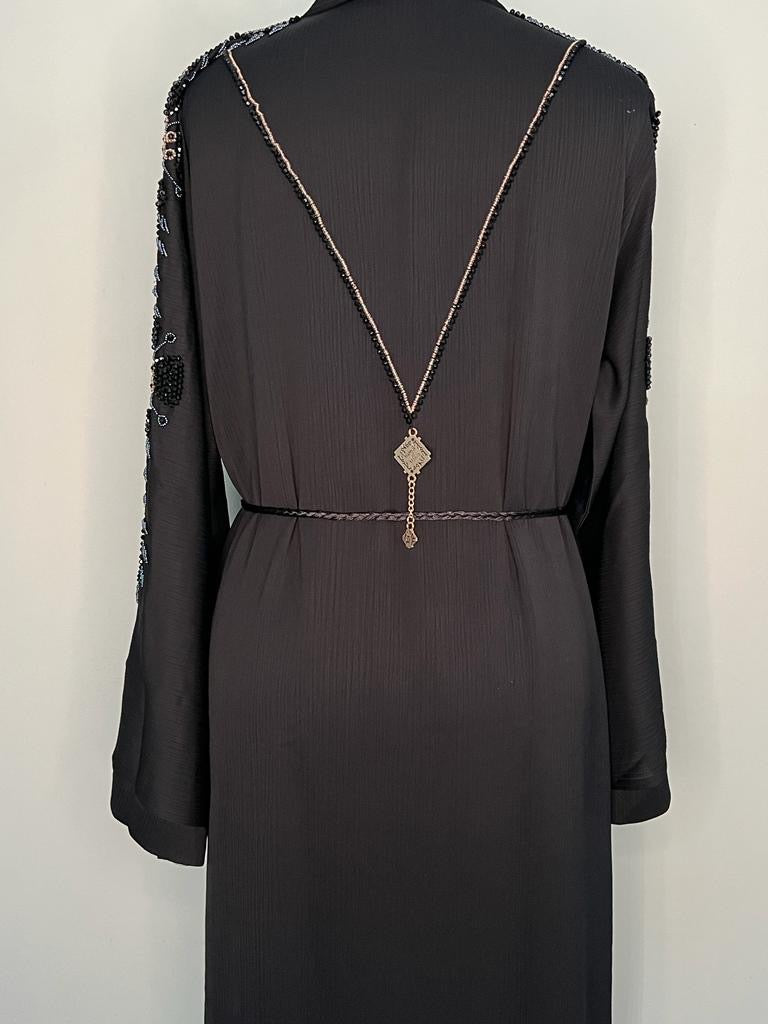 BLACK BEADED SLEEVE ABAYA