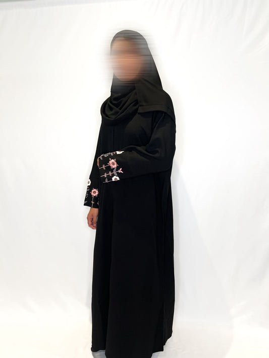 BLACK WITH A PUNCH OF PINK ABAYA