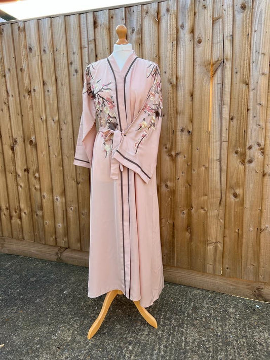 LIGHT PINK EMBROIDERED ABAYA