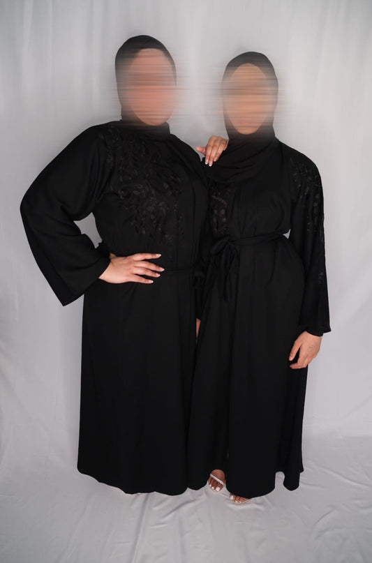 BLACK ON BLACK EMBROIDERED ABAYA