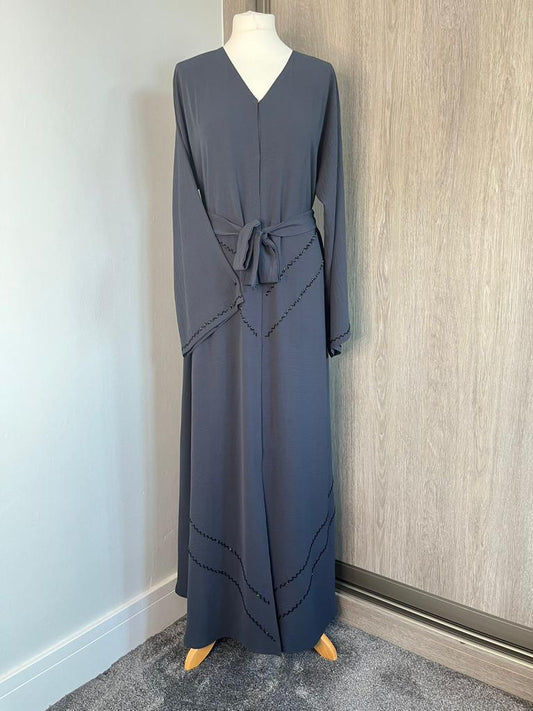 DARK GREY CREPE ABAYA