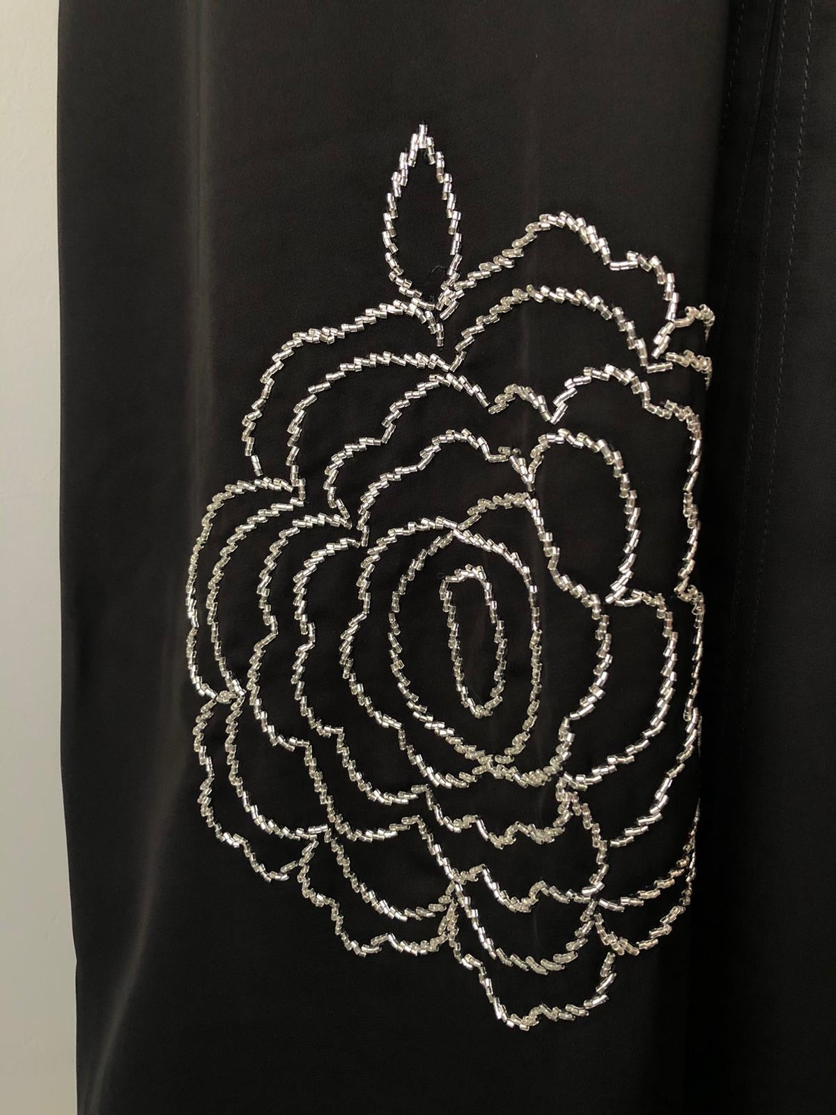 BLACK BEADED FLOWER ABAYA